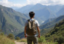 Young backpacker observing scenic trails of Lima, Peru.