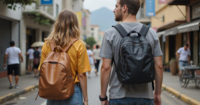 Young backpackers exploring cultural Sao Paulo, Brazil