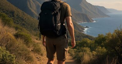 Solo backpacker trekking in Vinã del Mar, Chile landscapes