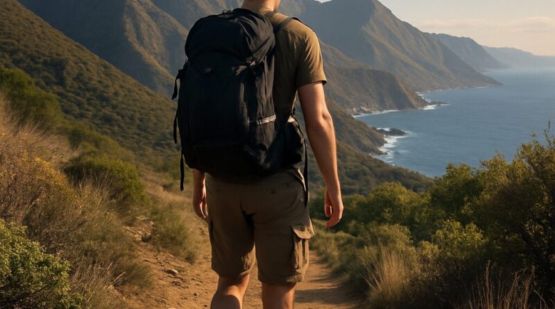 Solo backpacker trekking in Vinã del Mar, Chile landscapes