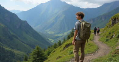 Young adult backpacker ready for טרקים במדיין קולומביה adventure.