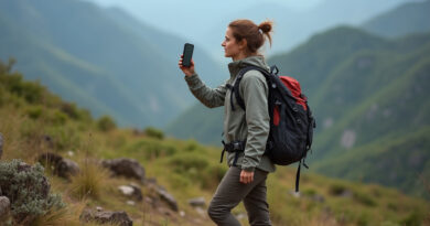 Young adult backpacking in rugged Monpox, Colombia terrains