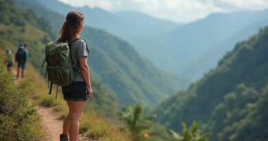 Young adult backpacker admiring the scenic טרקים בפופאיאן קולומביה landscape