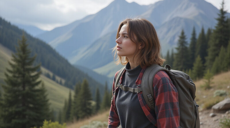 Young adult backpacker on a trek in Santiago, Chile