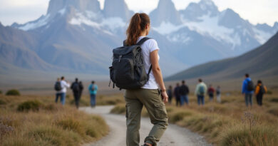 Young woman backpacking in recommended Torres Del Paine hostels, Chile