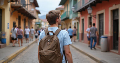 Backpacker observing vibrant Monpox, Colombia, הוסטלים מומלצים במונפוקס קולומביה
