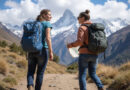 Backpackers on a trail in Huaraz, Peru