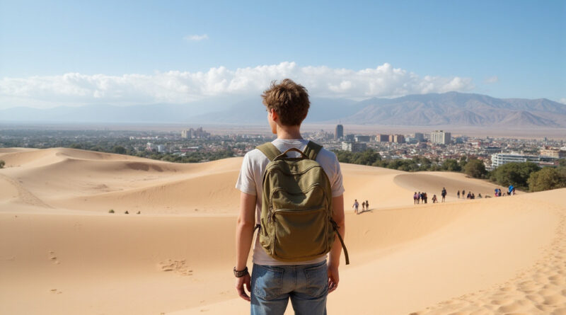 Young backpacker exploring אטרקציות באיקה פרו landscape