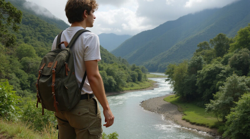 Backpacker admiring serene Palomino Colombia landscape, המלצות על פאלומינו קולומביה