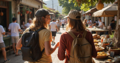 Two backpackers exploring top-notch מסעדות בפאלומינו קולומביה