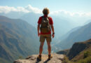 Young backpacker enjoying scenic views after hiking in Ica, Peru