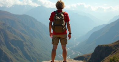 Young backpacker enjoying scenic views after hiking in Ica, Peru