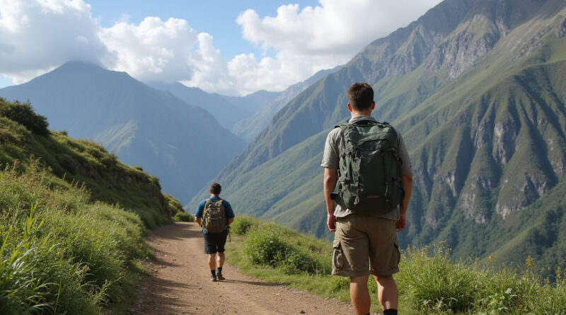 Adventurous backpacker on טרקים בטרוחיו פרו amidst breathtaking Peruvian landscape