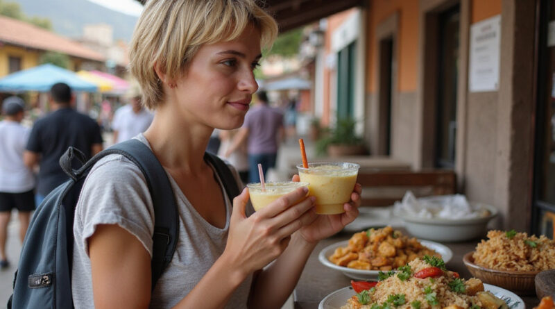 Young backpacker enjoying local cuisine in מסעדות בקחאמרקה פרו