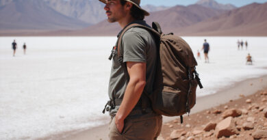 Backpacker enjoying attractions in San Pedro de Atacama, Chile