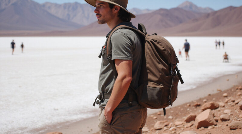 Backpacker enjoying attractions in San Pedro de Atacama, Chile