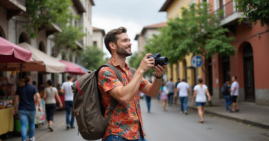 Backpacker exploring vibrant streets of בוגוטה קולומביה