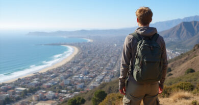 Backpacker overlooking המלצות על ויניה דל מאר צ'ילה beach town