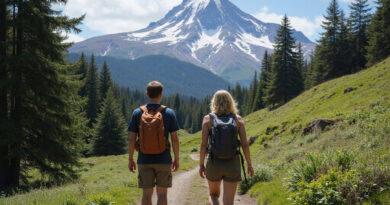 Young backpackers exploring scenic Temuco, Chile landscape