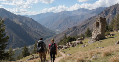 Backpackers exploring iconic landmarks of Cusco, Peru