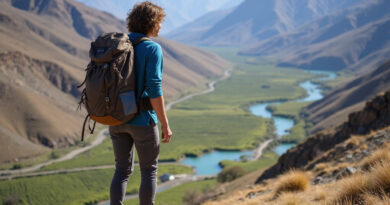 Young backpacker exploring stunning Valle de Elqui, Chile landscapes
