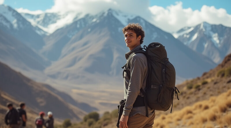 Young adult backpacker exploring Valle de Elqui in Chile