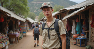 Young adult backpacker exploring Quechua region in Peru