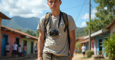 Young backpacker exploring Nuqui town in Colombia