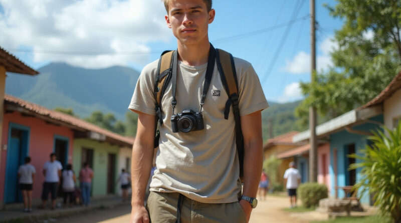 Young backpacker exploring Nuqui town in Colombia