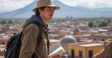 Young backpacker exploring recommended hostels in Arequipa, Peru