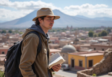 Young backpacker exploring recommended hostels in Arequipa, Peru