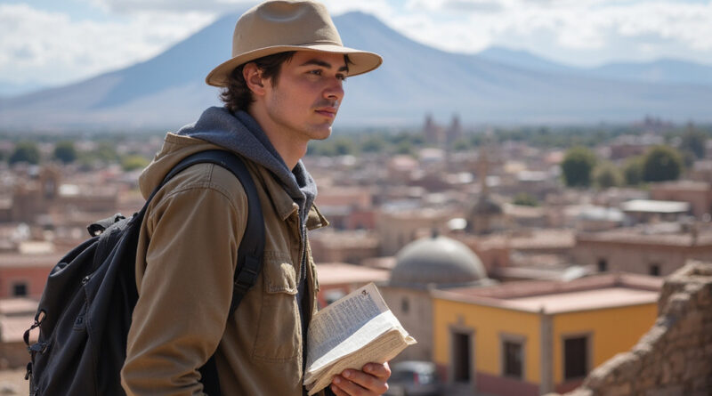 Young backpacker exploring recommended hostels in Arequipa, Peru