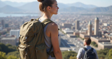 Backpacker admiring cityscape of recommended hostels in Concepcion, Chile
