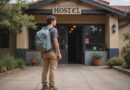 Young adult backpacker at recommended hostel in Ica, Peru