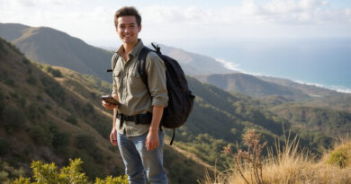 Young backpacker at recommended Mancora, Peru hostel with internet connection