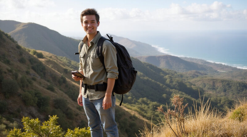 Young backpacker at recommended Mancora, Peru hostel with internet connection