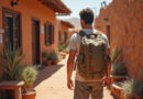 Backpacker exploring recommended hostel in Nasca, Peru