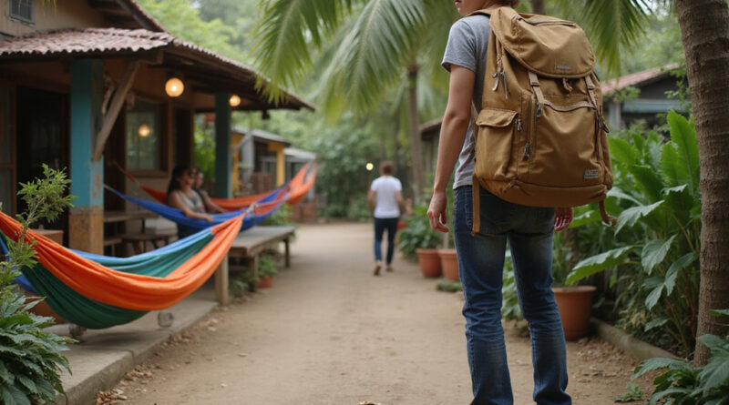 Backpacker at recommended hostel in Palomino, Colombia