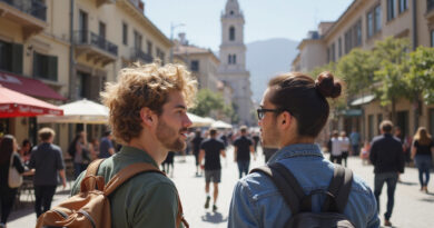 Backpackers exploring recommended hostels in Santiago, Chile