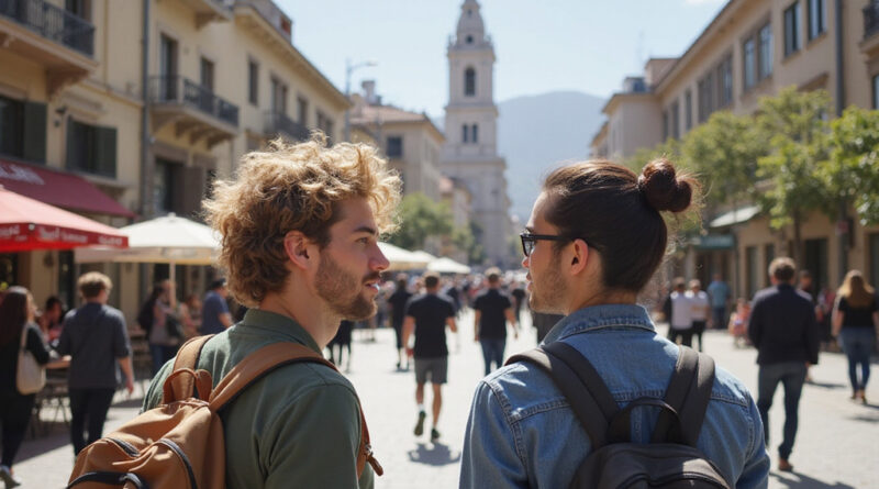 Backpackers exploring recommended hostels in Santiago, Chile