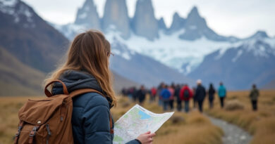 Backpacker exploring recommended hostels in Torres del Paine, Chile