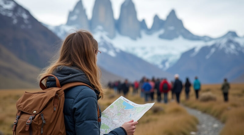 Backpacker exploring recommended hostels in Torres del Paine, Chile