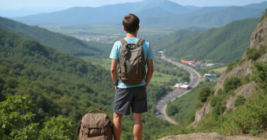 Backpacker overlooking scenic landscapes in בבאראנקייה קולומביה