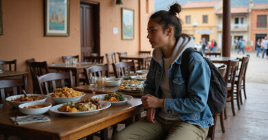 Young backpacker enjoying meal in traditional מסעדות בארקיפה פרו