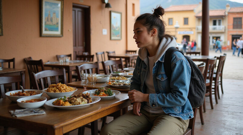 Young backpacker enjoying meal in traditional מסעדות בארקיפה פרו