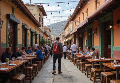 Bustling restaurant scene in מסעדות בפונו פרו with backpackers