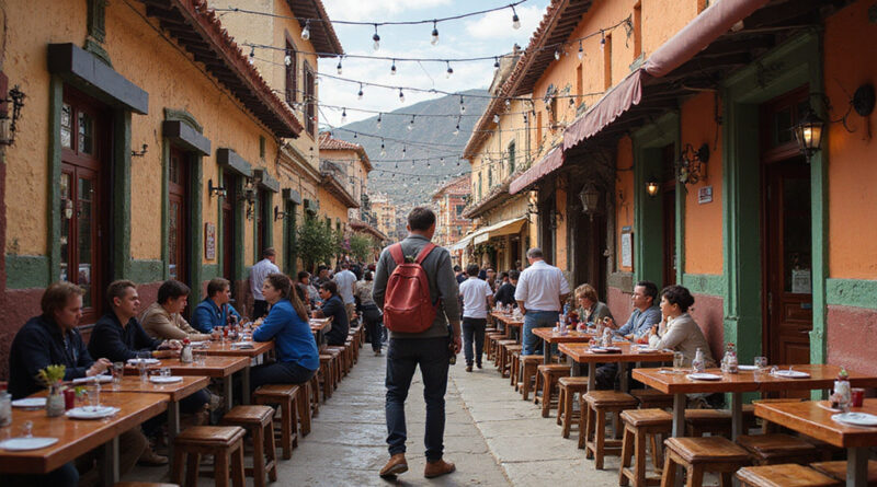 Bustling restaurant scene in מסעדות בפונו פרו with backpackers