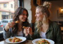 Backpackers enjoying meal in authentic restaurant, Trujillo, Peru
