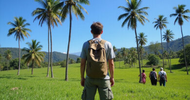 Backpacker admiring Cocora Valley in Salento, Colombia