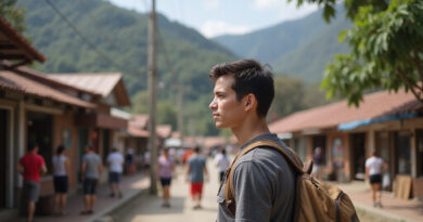 Backpacker exploring vibrant San Gil, Colombia and its culture